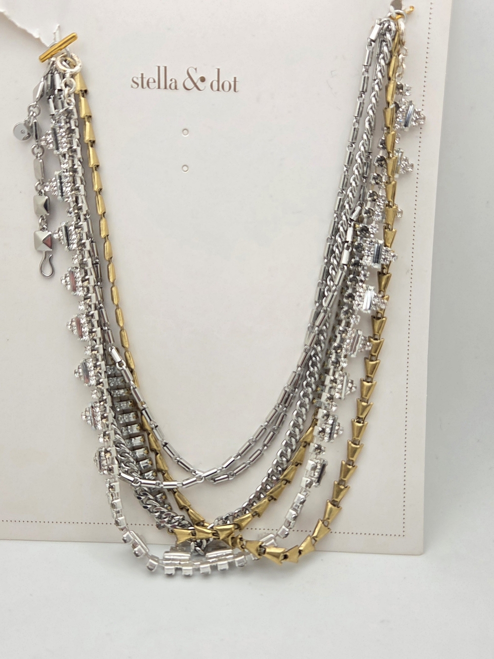 Stella & Dot Sutton 5-in-1 Necklace Mixed Metal Rhinestone Statement Boxed